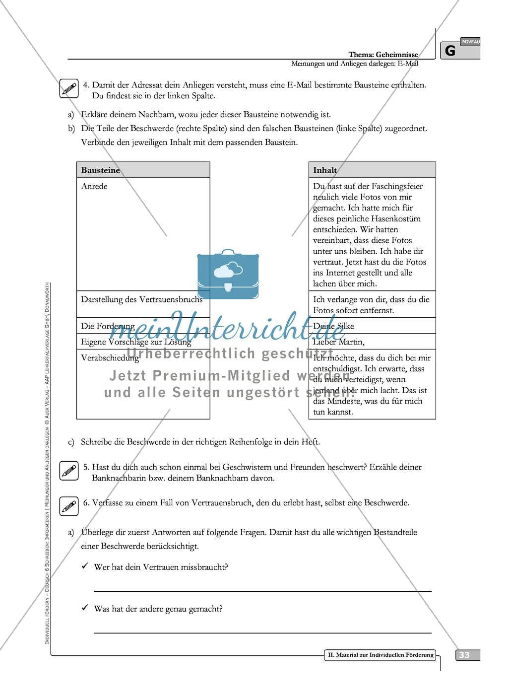 Sprachförderung: E-Mail: grundlegendes Niveau: Hinweise zum Ablauf, Arbeitsblätter Preview 5