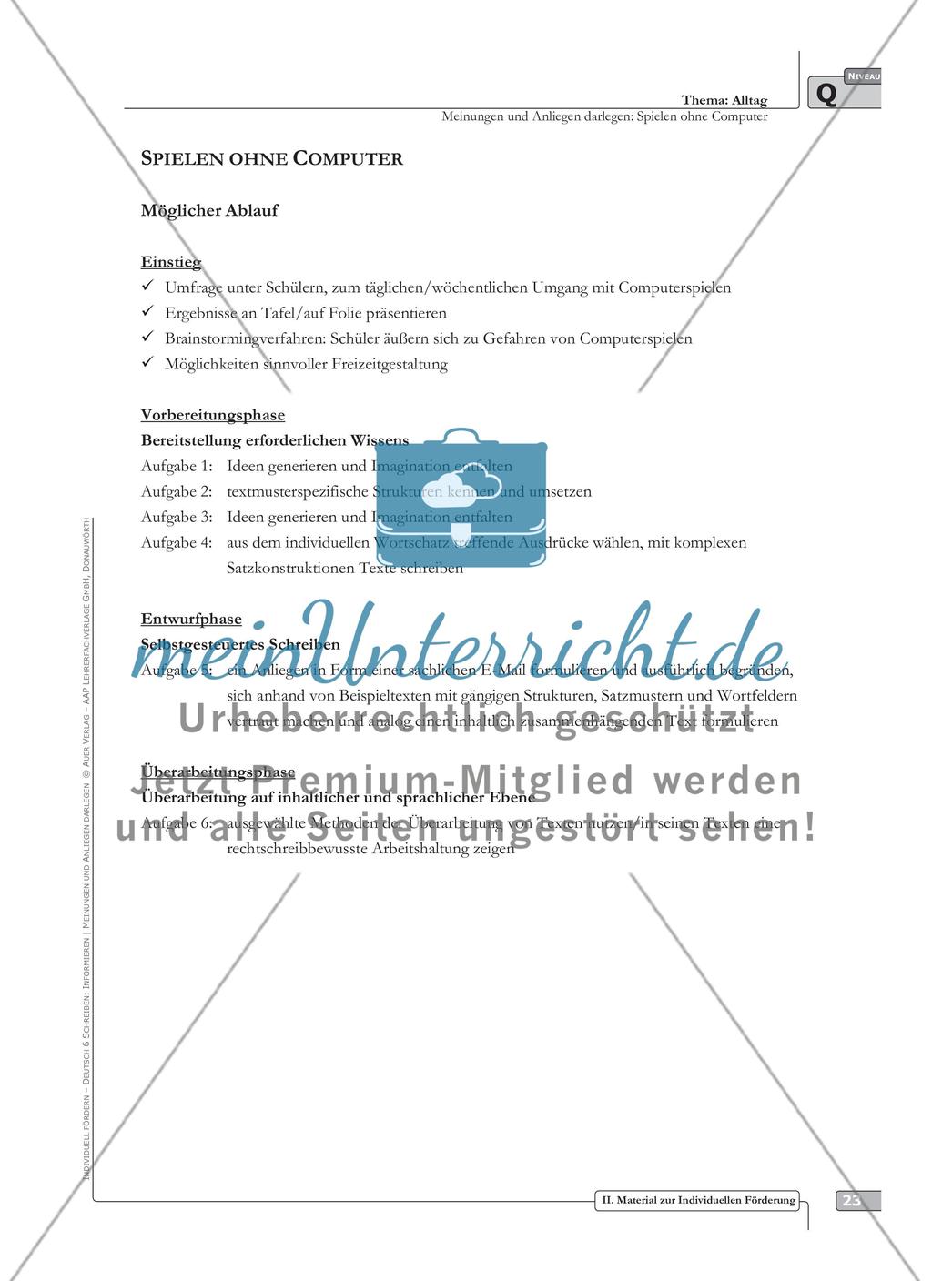 Sprachförderung: Spielen ohne Computer: qualifizierendes Niveau: Hinweise zum Ablauf, Arbeitsblätter Preview 1