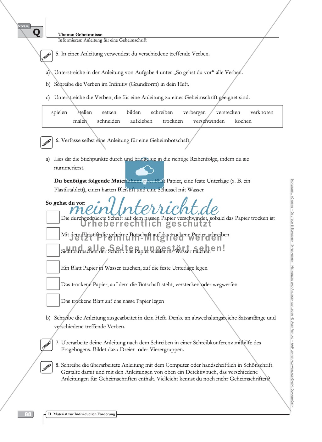 Schreibförderung: Geheimnisse: Anleitung für eine Geheimschrift: Hinweise zum Ablauf, Arbeitsblätter Preview 11