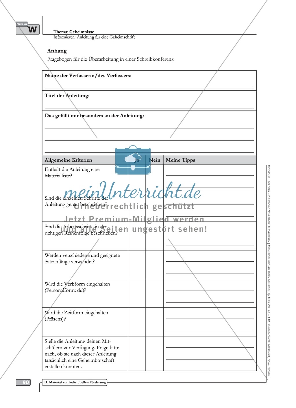 Schreibförderung: Geheimnisse: Anleitung für eine Geheimschrift: Hinweise zum Ablauf, Arbeitsblätter Preview 13