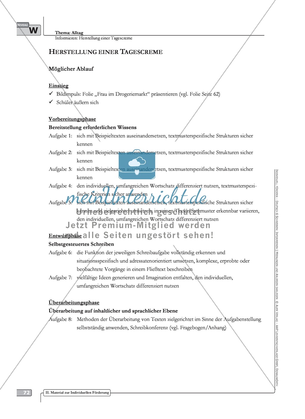 Schreibförderung: Alltag: Herstellung einer Tagescreme: Hinweise zum Ablauf, Arbeitsblätter Preview 12
