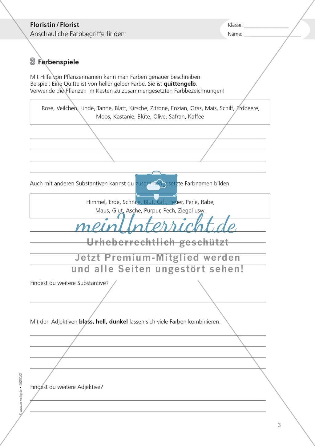Berufe - Florist / in: Fachbegriffe finden - Aufgaben Preview 1