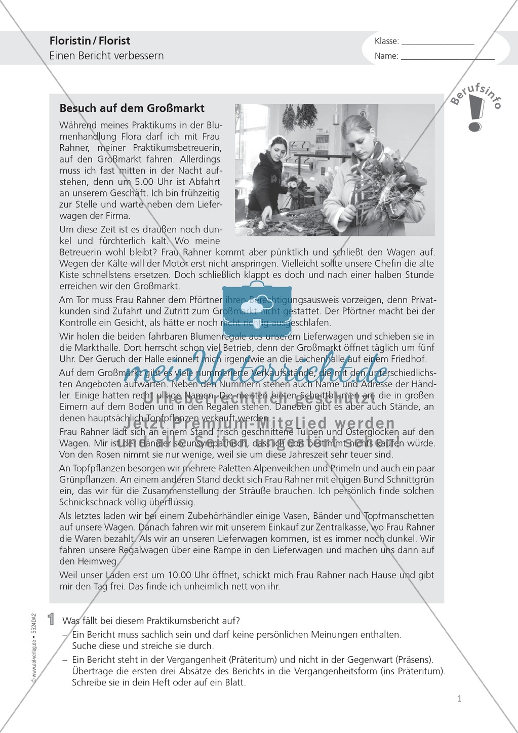 Berufe - Florist / in: Infotext