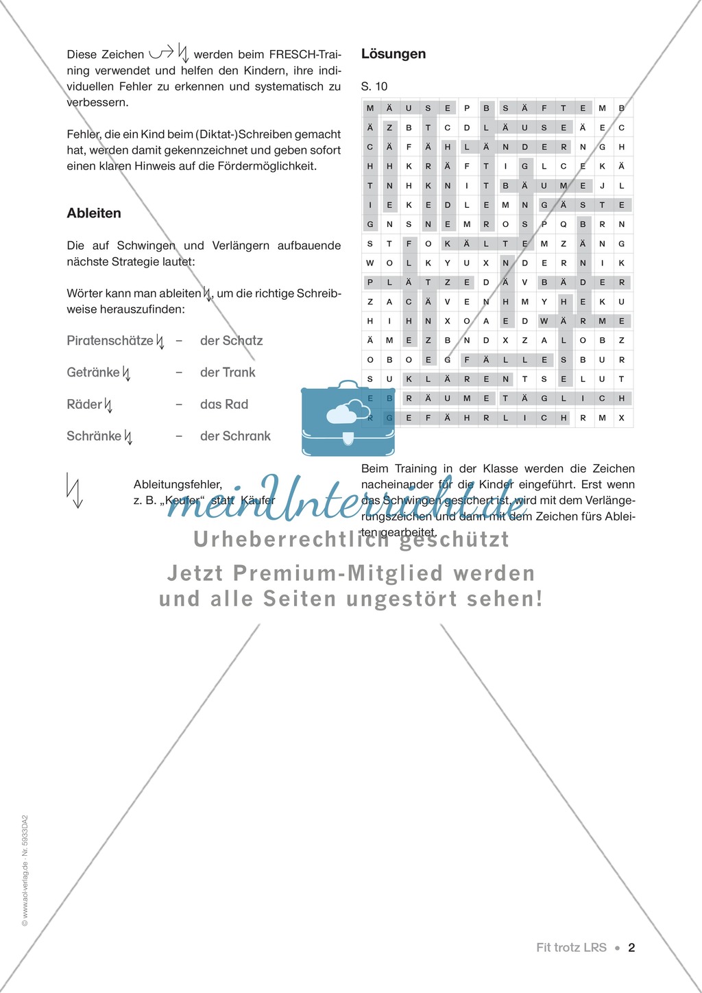 Lese - Rechtschreibschwäche (LRS) - Ableiten: