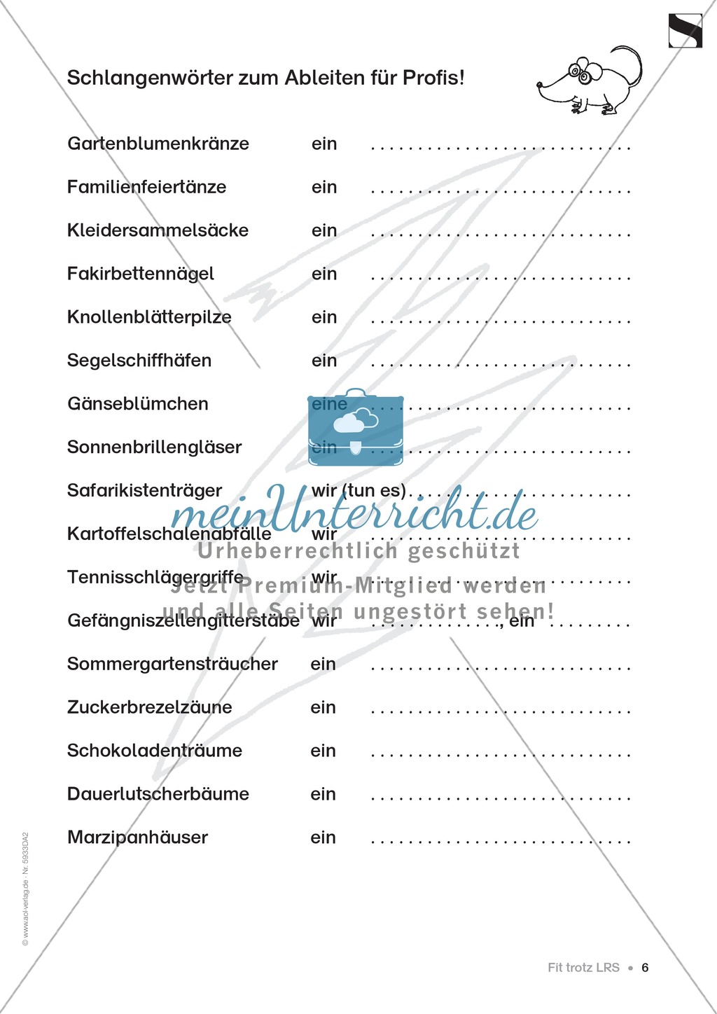 Lese - Rechtschreibschwäche (LRS) - Ableiten: