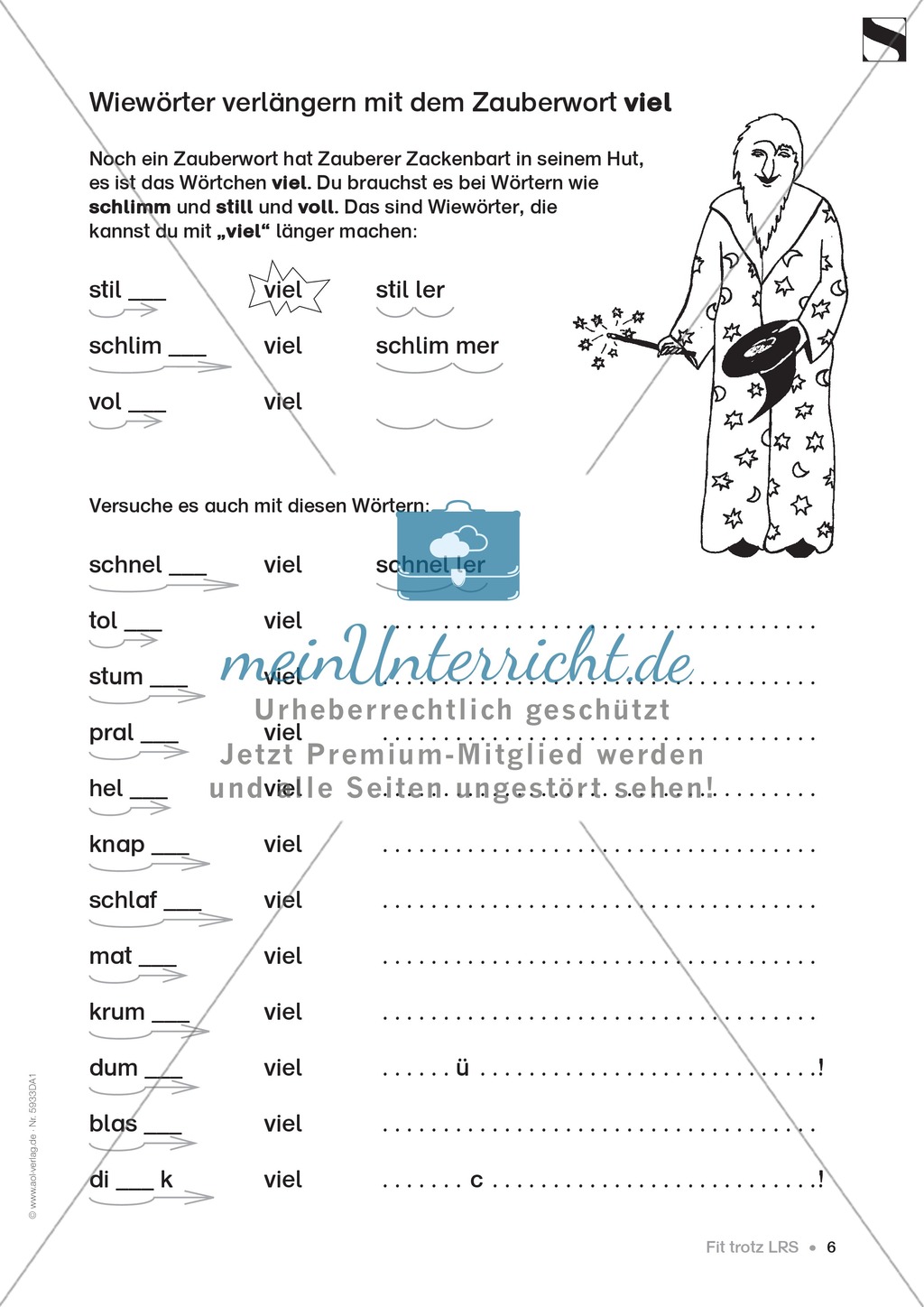 Namenwörter, Tuwörter und Wiewörter verlängern: Übungsblätter Preview 3