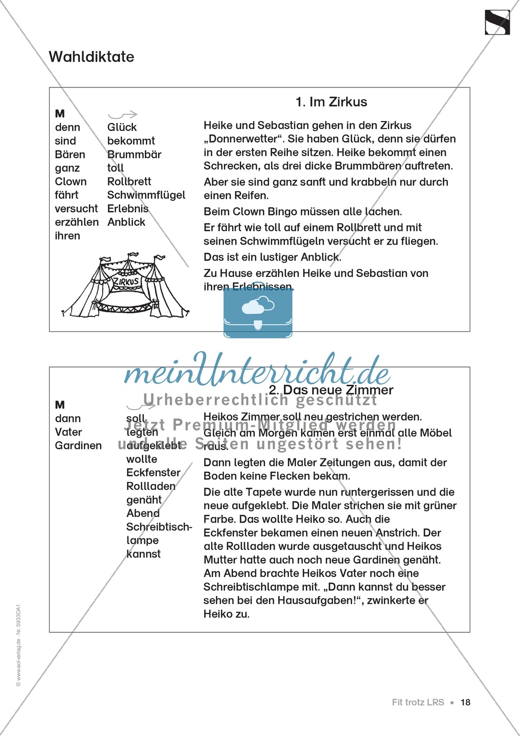 Verlängerungstests: Übungsblätter, Diktate Preview 3