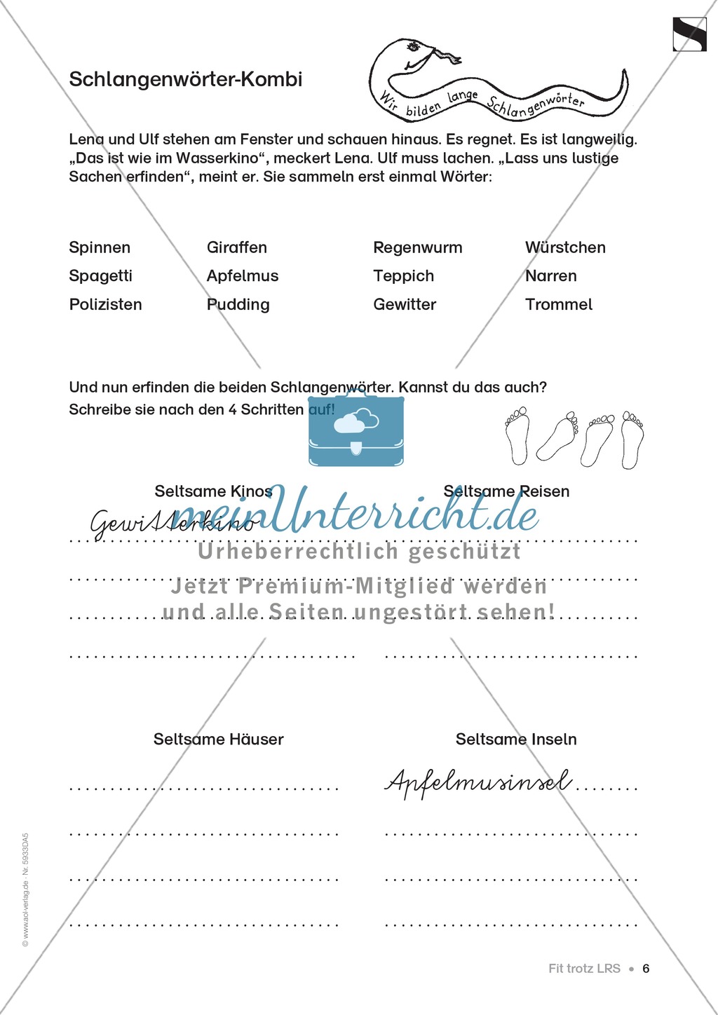 Lese - Rechtschreibschwäche (LRS) - Schwingen - Vertiefung: