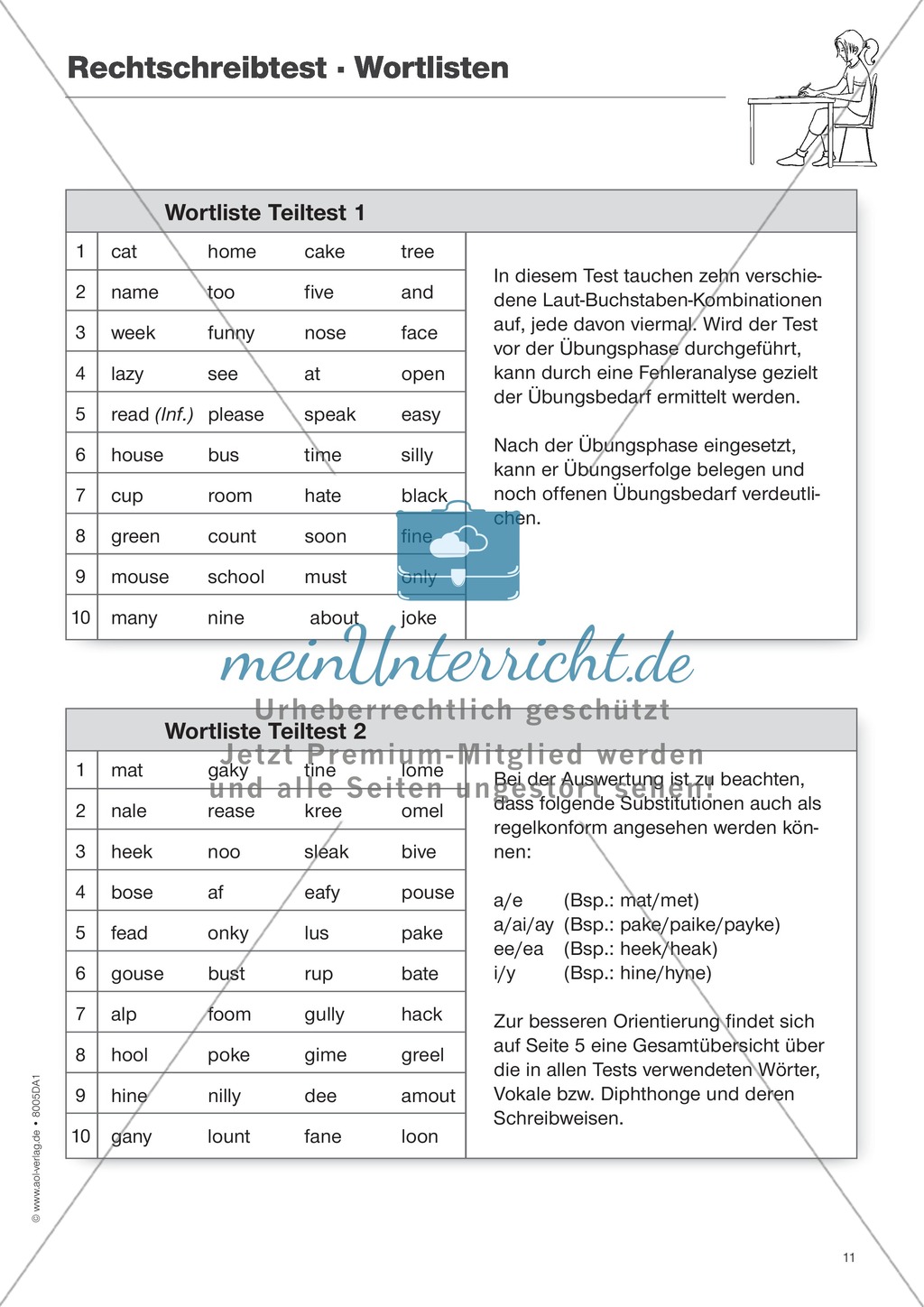Rechtschreibtest: Wortliste + Tests Preview 3