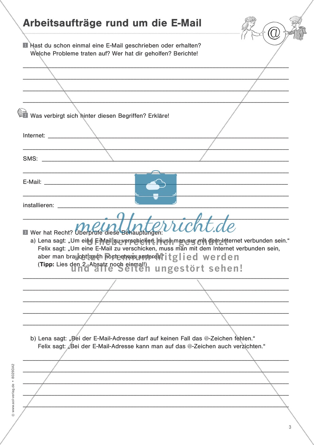 Rund um die E-Mail: Arbeitsaufträge + Lösungen Preview 1
