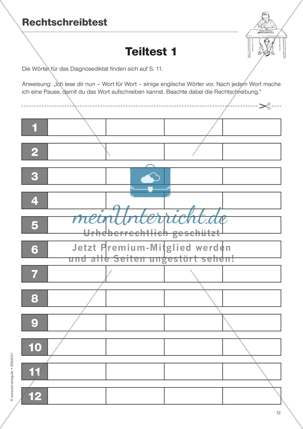 Diphthonge und Konsonanten: Der Rechtschreibtest: Arbeitsbätter und Wortliste Preview 4