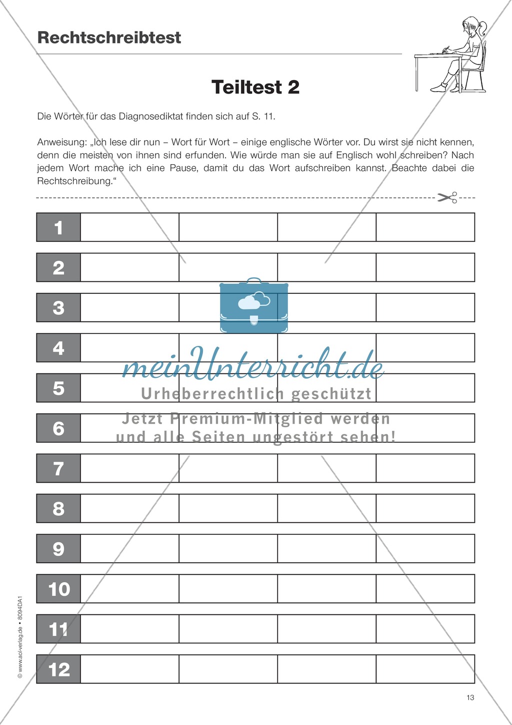 Diphthonge und Konsonanten: Der Rechtschreibtest: Arbeitsbätter und Wortliste Preview 5