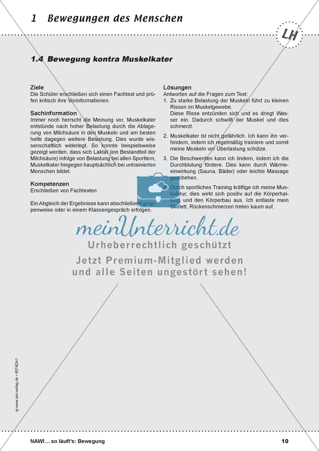 Die Muskulatur: Lehrerübersicht und Schülerarbeitsbogen Preview 3