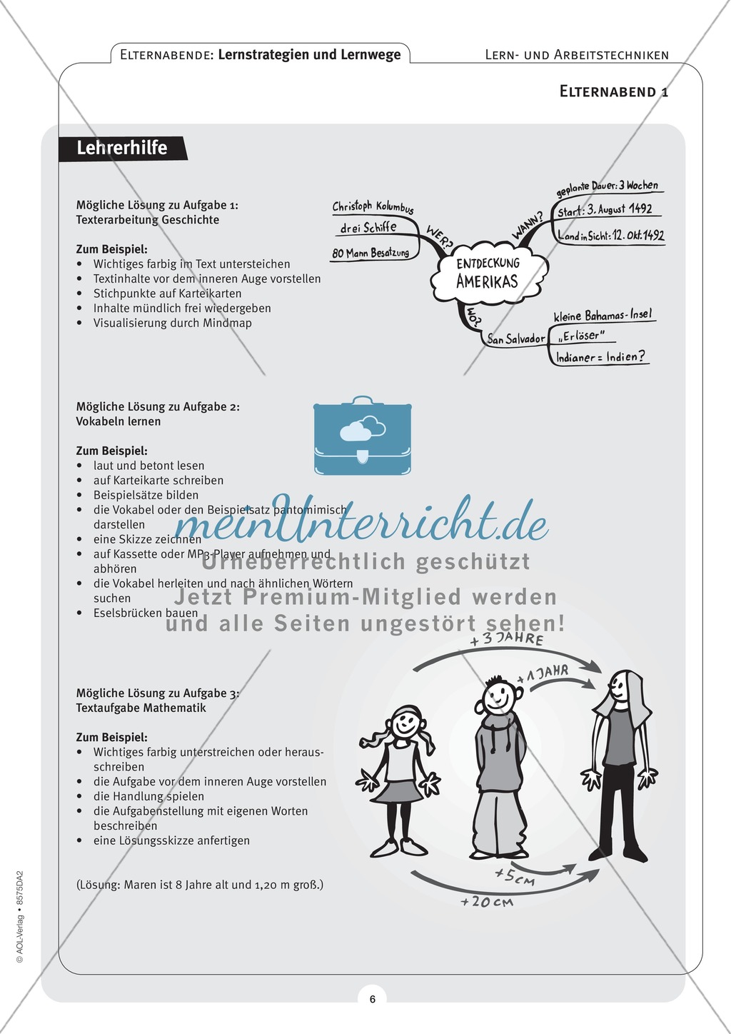 Methodik - Lernstrategien und Lernwege auf Elternabenden vermitteln: Lehrerhandreichung Preview 6