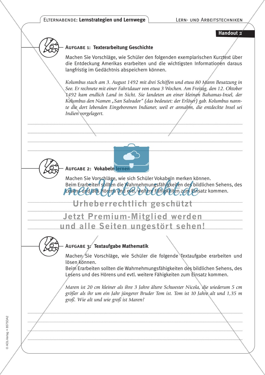 Methodik - Lernstrategien und Lernwege auf Elternabenden vermitteln: Lehrerhandreichung Preview 8