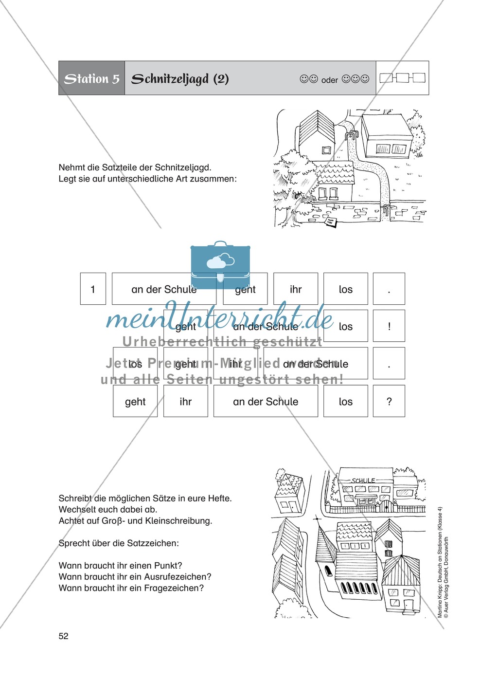 Stationsarbeit "Satzglieder Üben". Enthält Vorlagen für Lernstationen, Lösungen und Erläuterungen. Preview 7