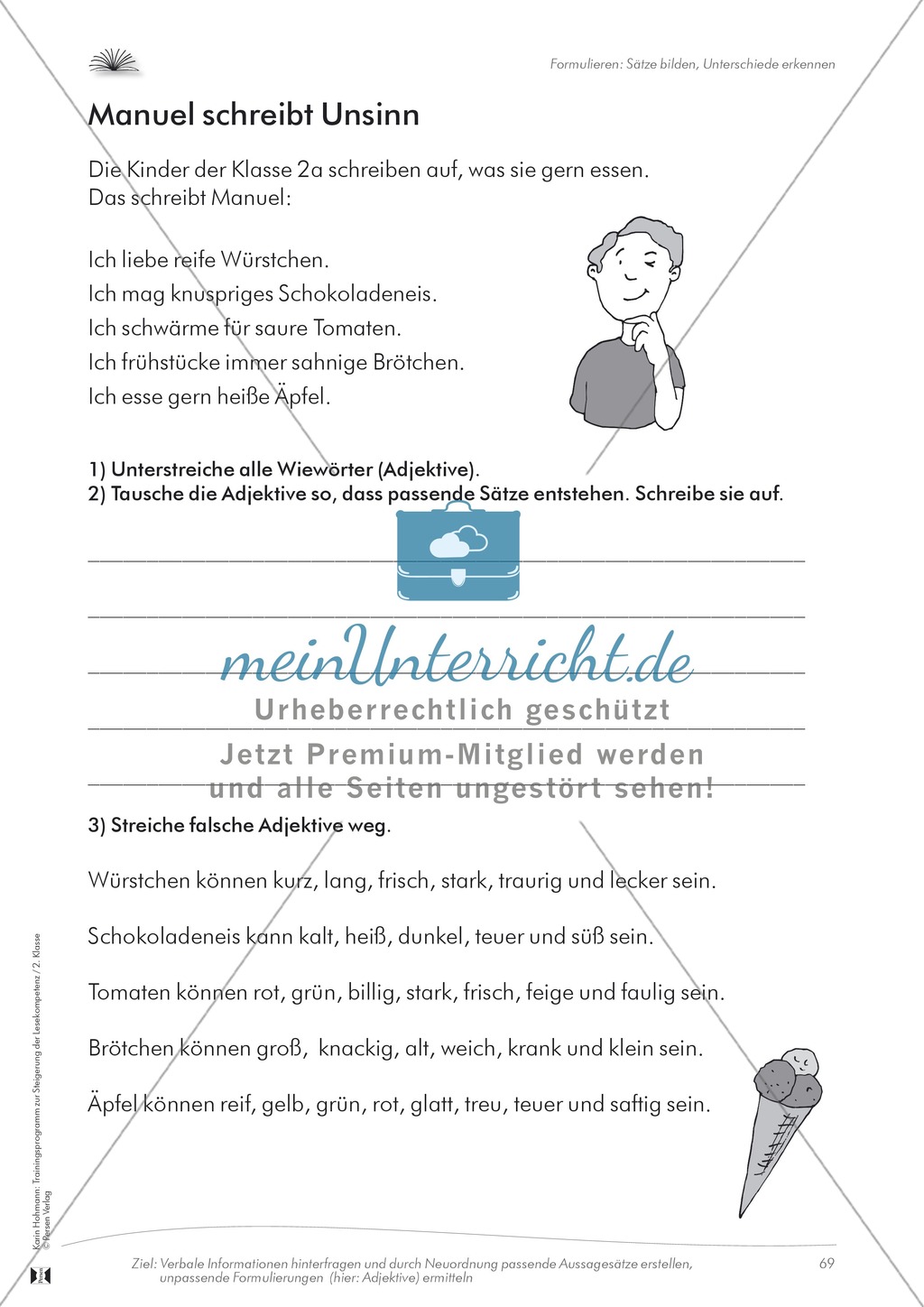 Lesekompetenz: Formulieren: Sätze bilden, Unterschiede erkennen: Arbeitsblätter und Lösungen Preview 2