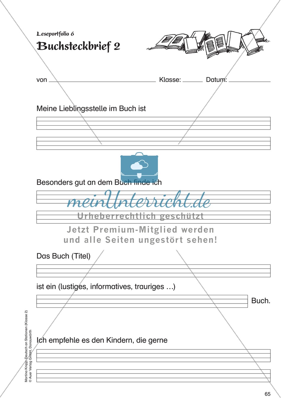 Buchsteckbrief: Arbeitsblatt Preview 2
