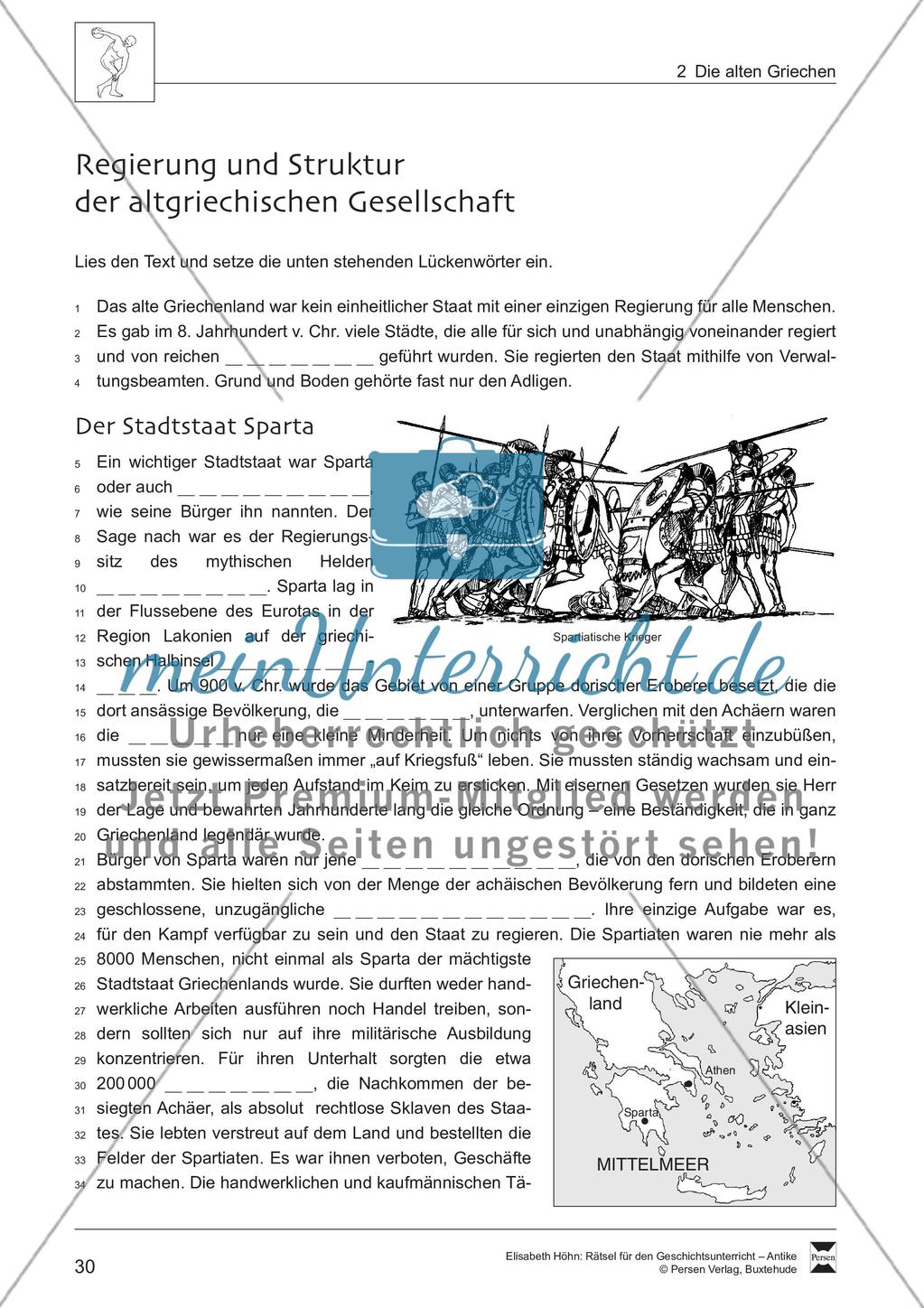 Lückentext: Regierung und Struktur der altgriechischen Gesellschaft Preview 1