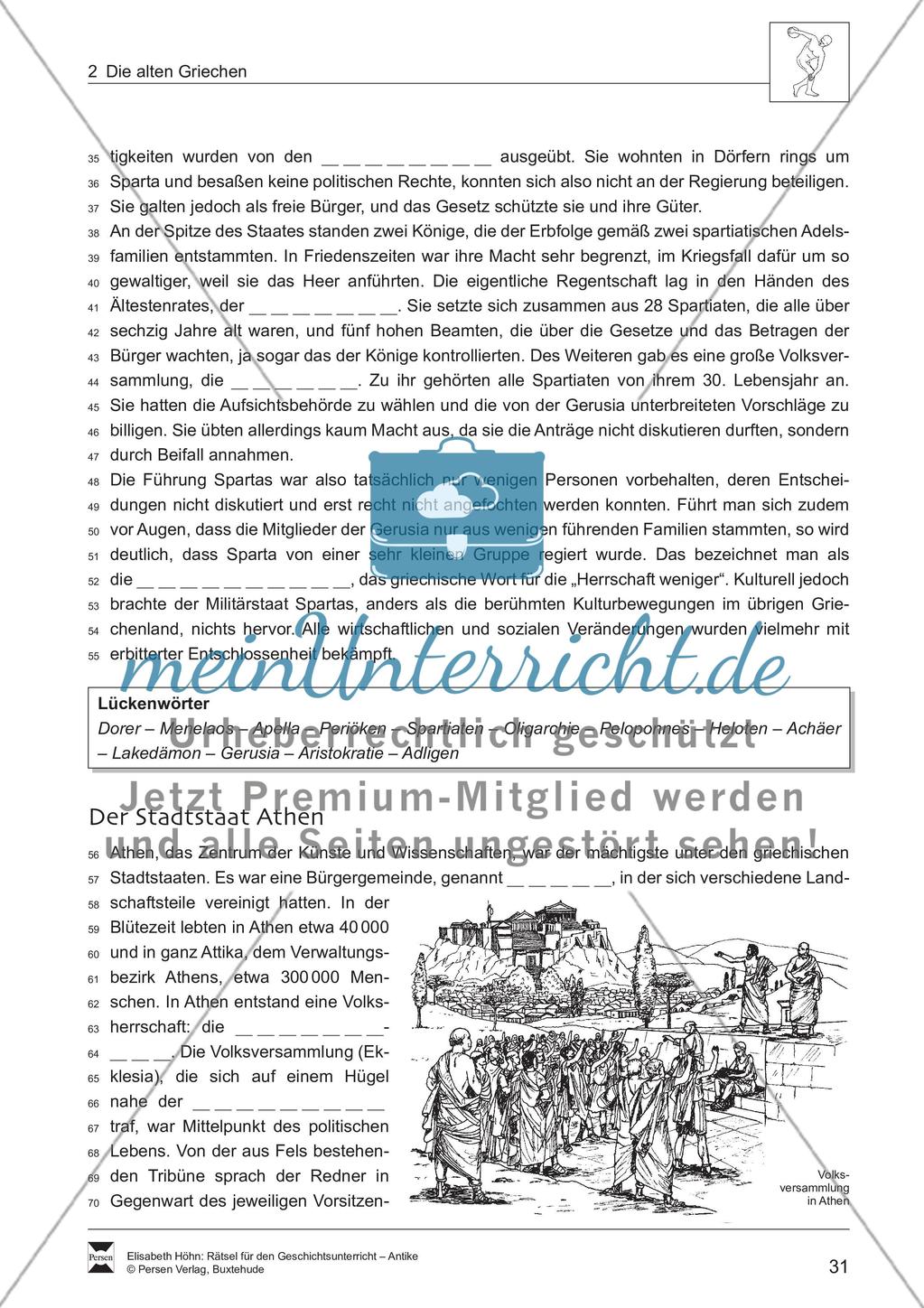 Lückentext: Regierung und Struktur der altgriechischen Gesellschaft Preview 2
