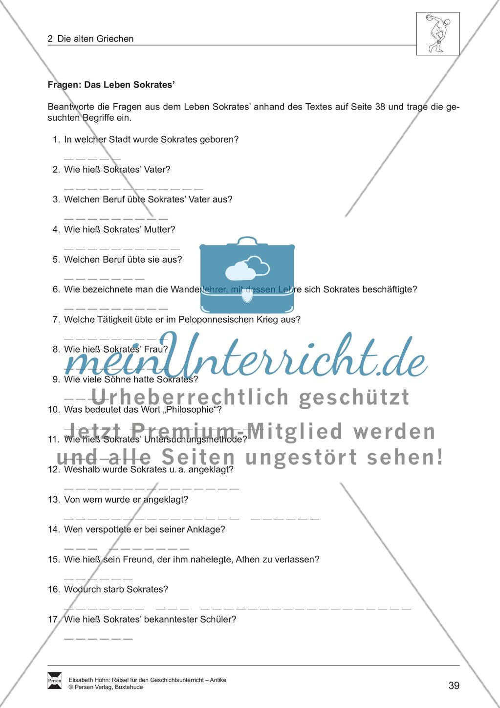 Text/Texträtsel: Das Leben Sokrates’ (ca. 470–399 v.Chr.) Preview 2