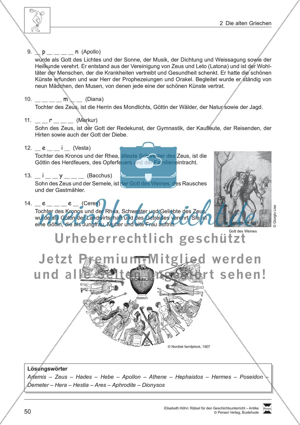 Einsetzübung: Die zahllosen Götter des Olymps Preview 2