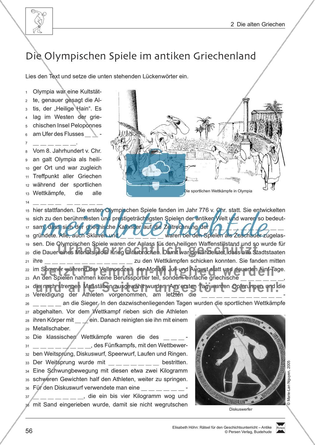 Lückentext: Die Olympischen Spiele im antiken Griechenland Preview 1