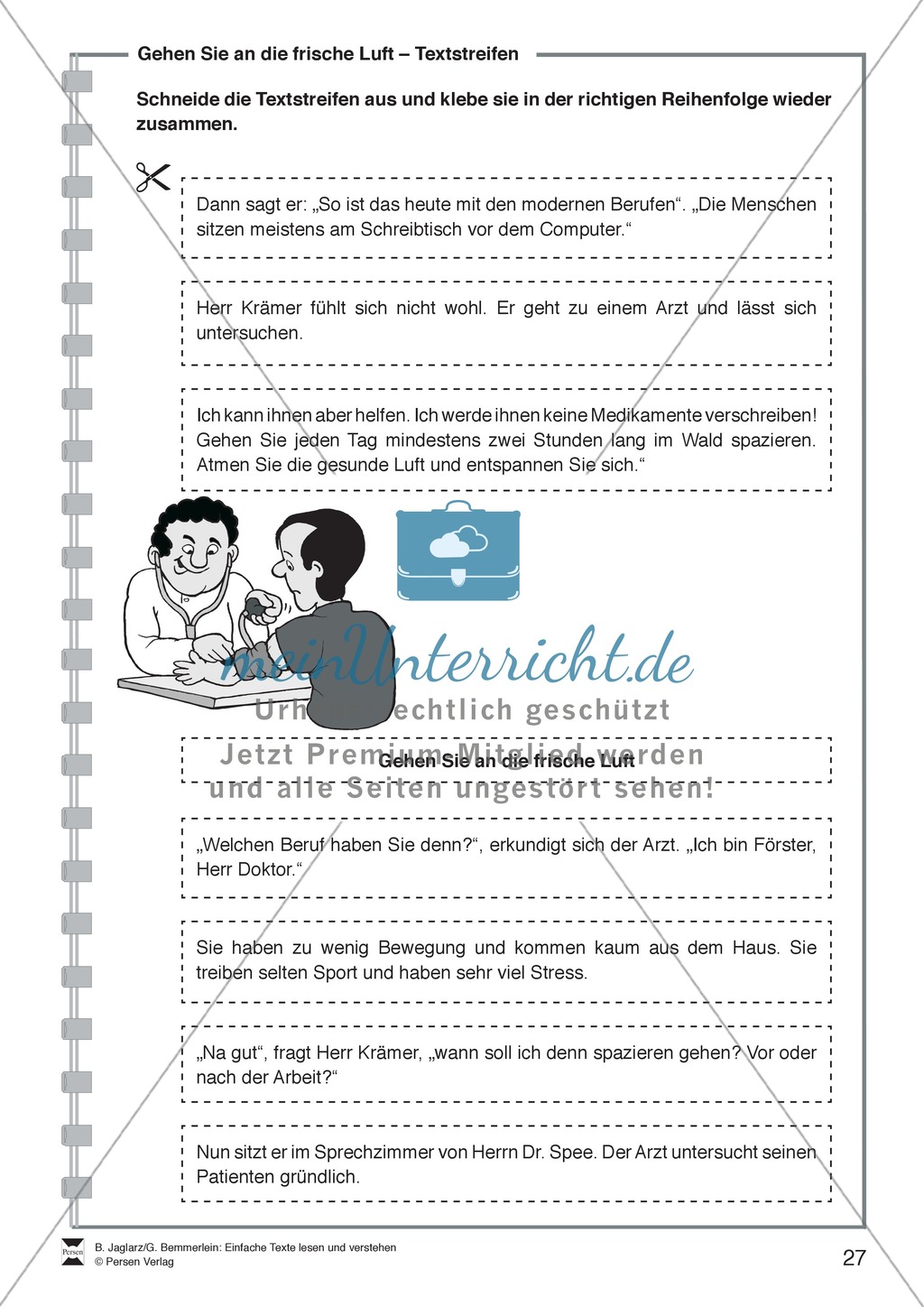 Gehen Sie an die frische Luft: Lesetext, Arbeitsblätter und Lösungen Preview 3