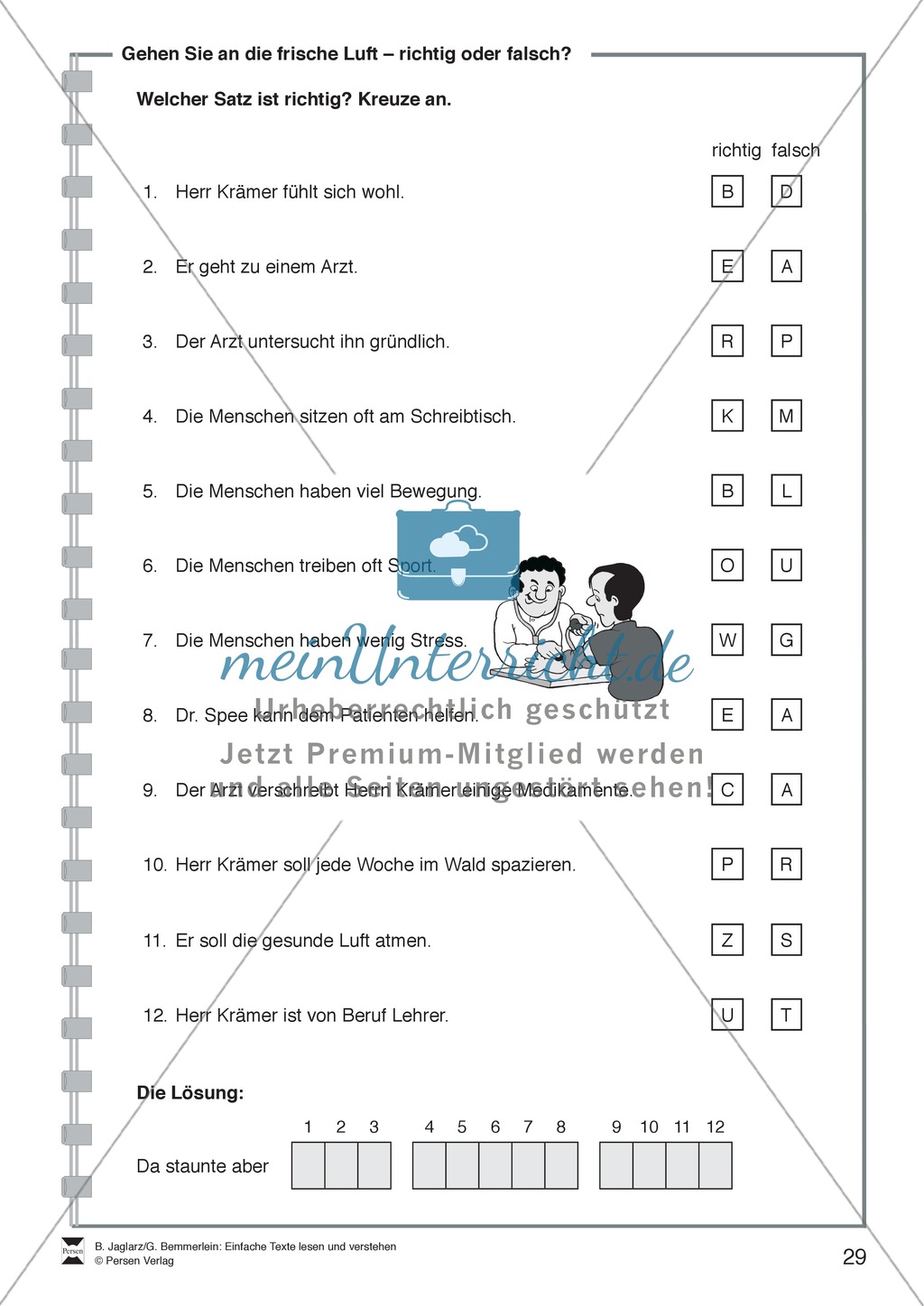 Gehen Sie an die frische Luft: Lesetext, Arbeitsblätter und Lösungen Preview 5