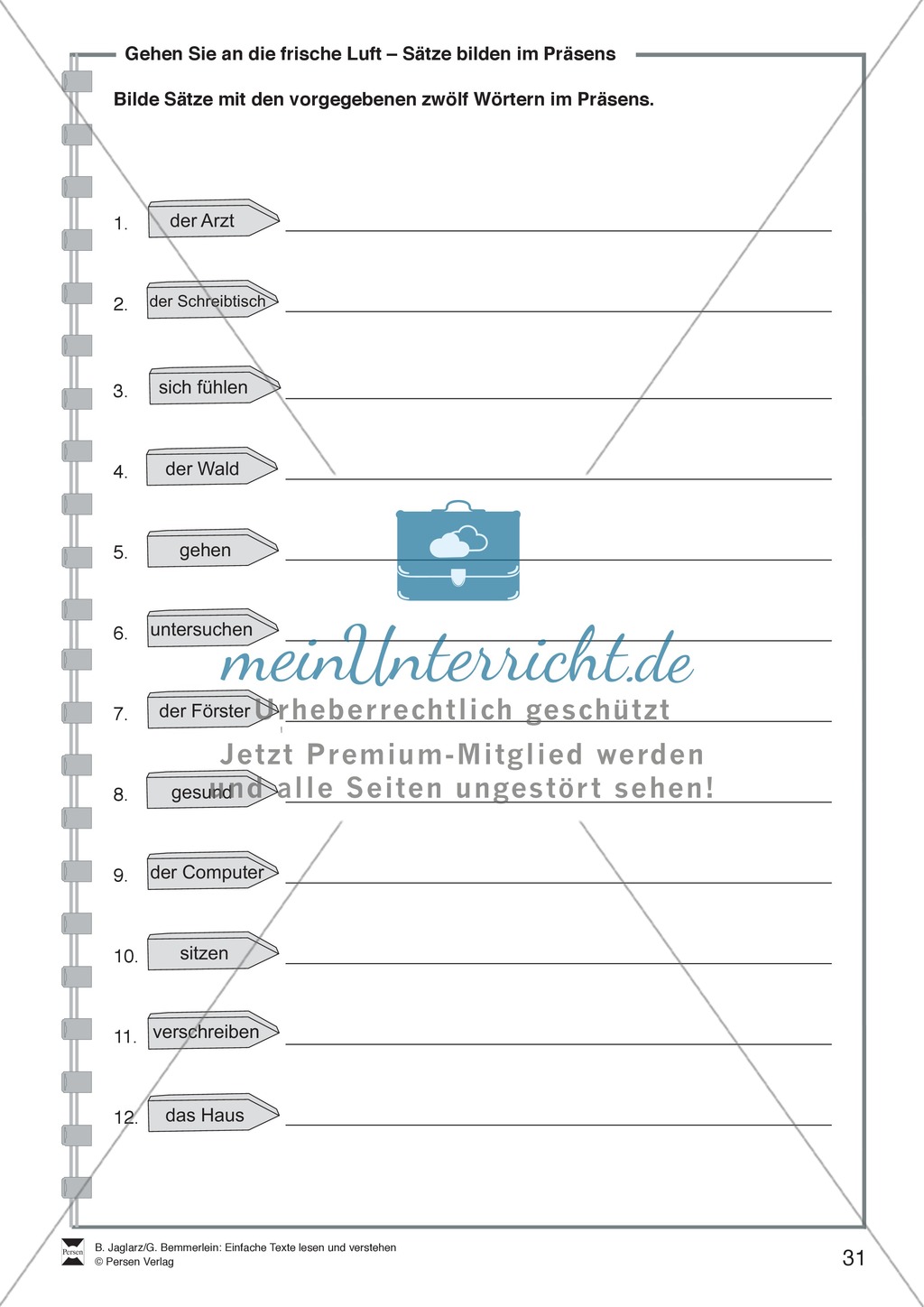 Gehen Sie an die frische Luft: Lesetext, Arbeitsblätter und Lösungen Preview 7