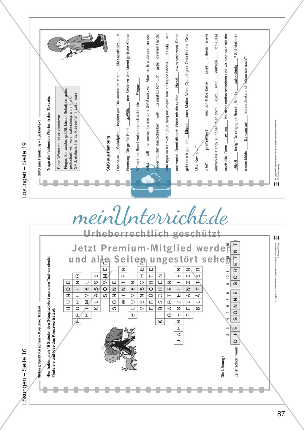 Niklas pflückt Kirschen: Lesetext, Arbeitsblätter und Lösungen Preview 9
