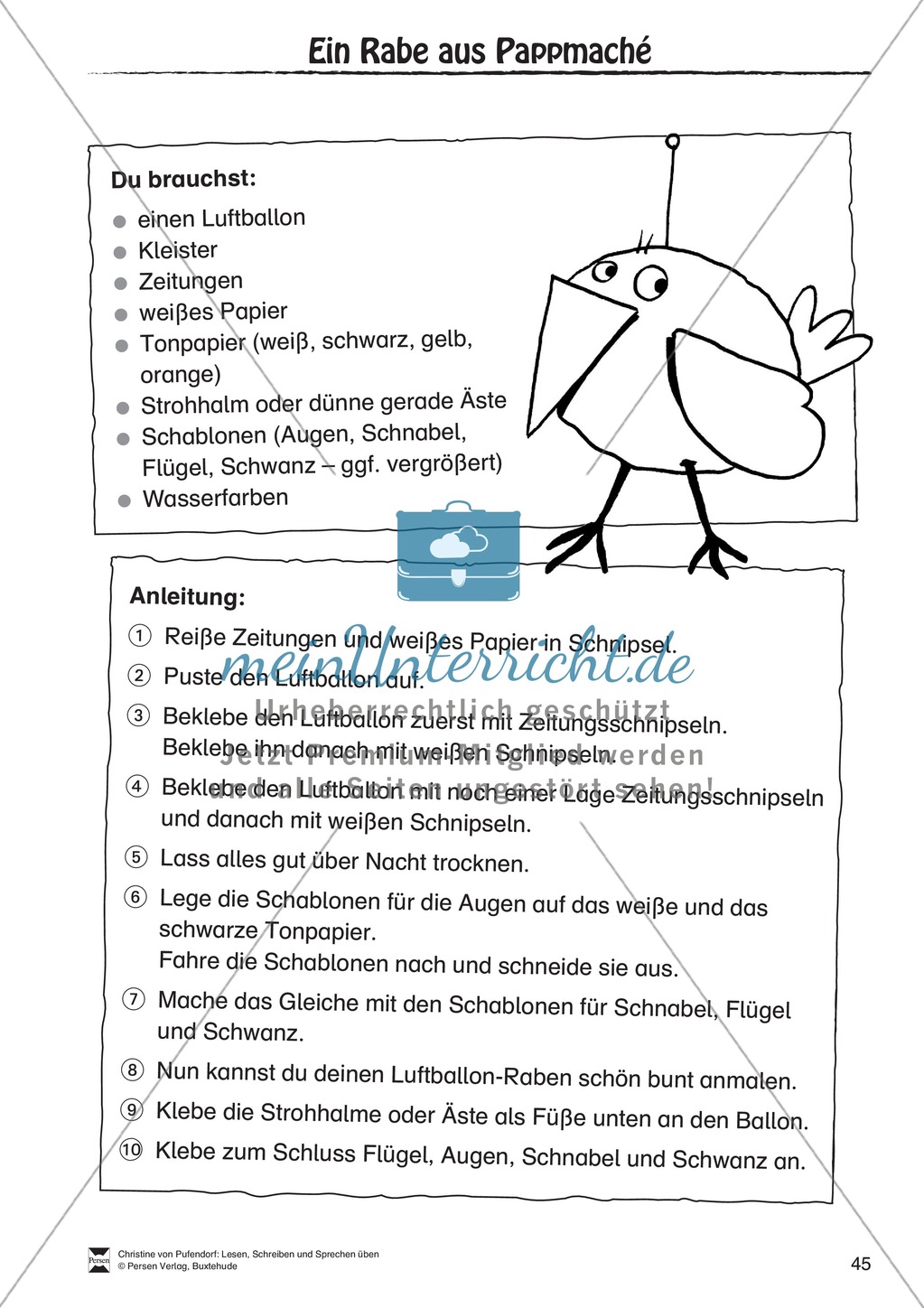 Lesen - Schreiben - Sprechen: "Als die Raben (...)" Fächerübergreifende Arbeitsblätter + Rechenübungen Preview 7
