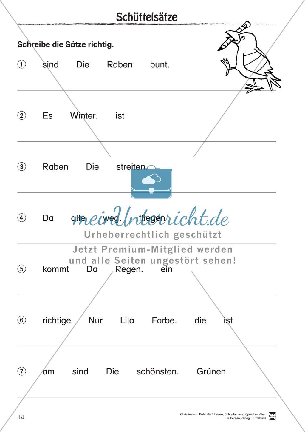 Lesen - Schreiben - Sprechen: " Als die Raben (...) " Lesekarten + Arbeitsblätter zur Sprachförderung Preview 11