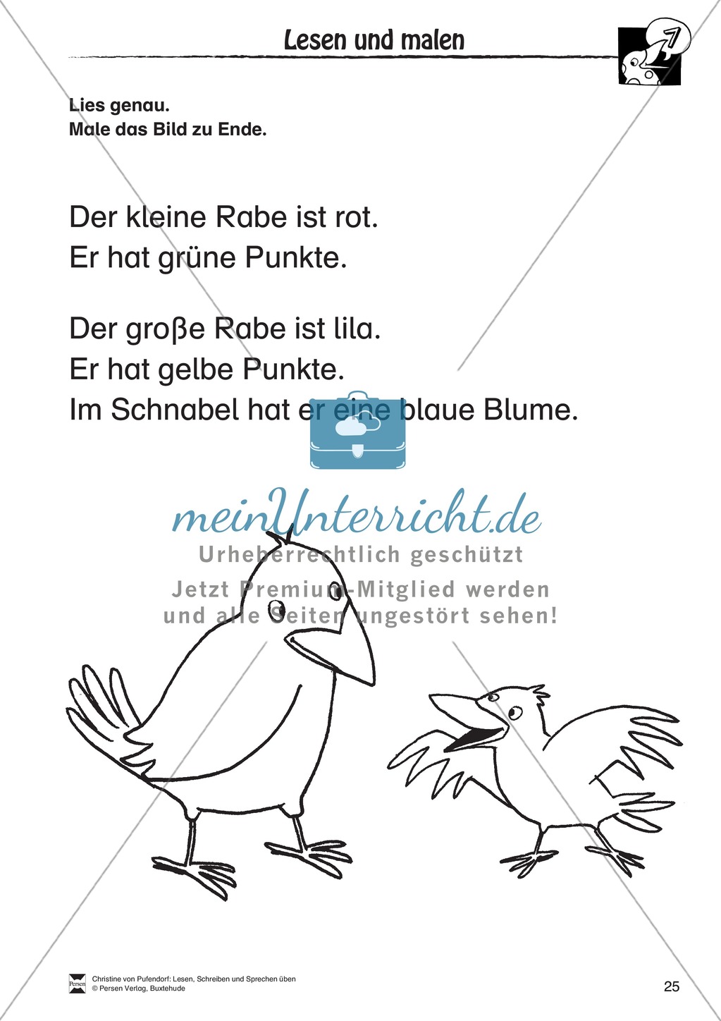 Lesen - Schreiben - Sprechen: " Als die Raben (...) " Lesekarten + Arbeitsblätter zur Sprachförderung Preview 22