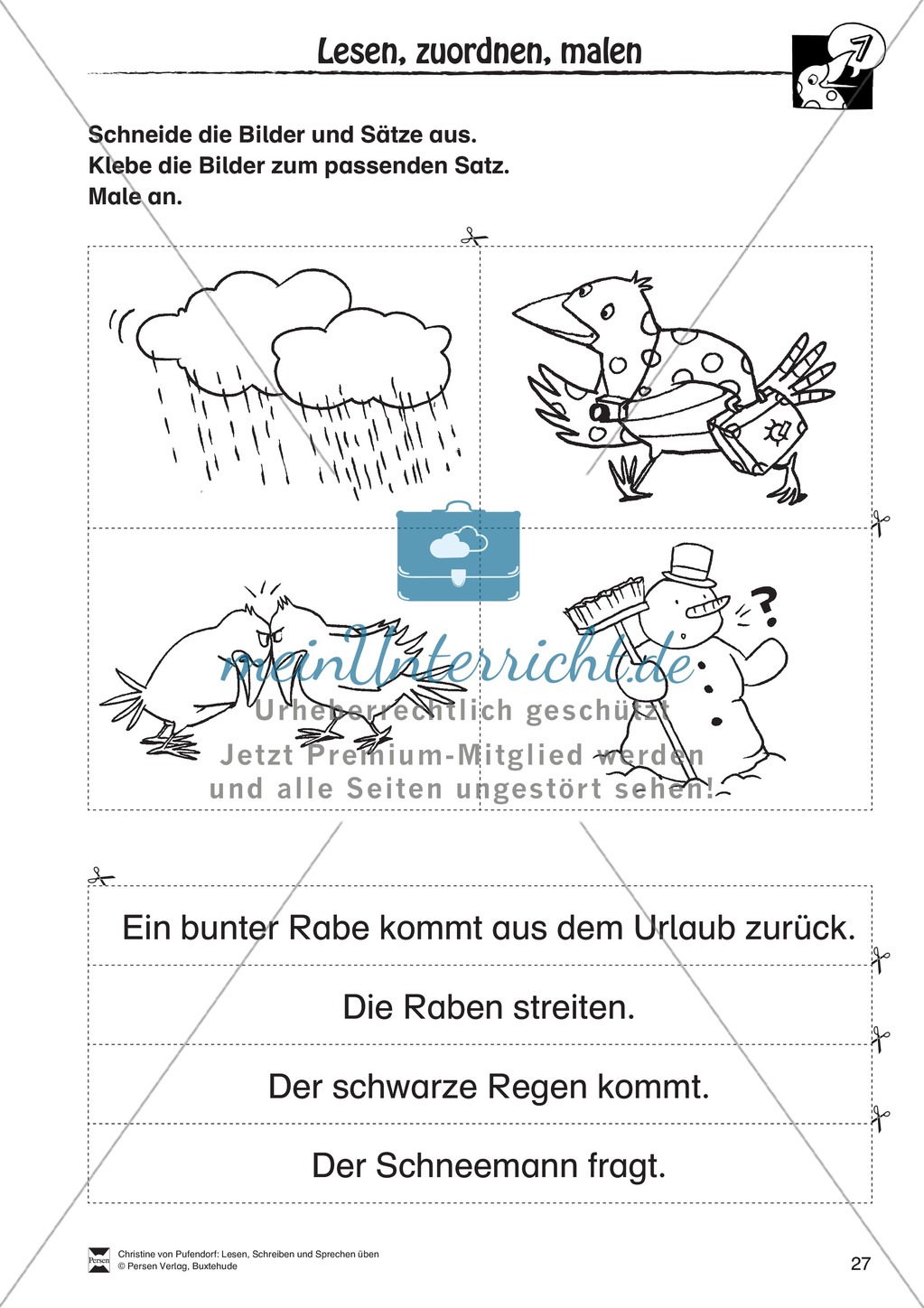 Lesen - Schreiben - Sprechen: " Als die Raben (...) " Lesekarten + Arbeitsblätter zur Sprachförderung Preview 24