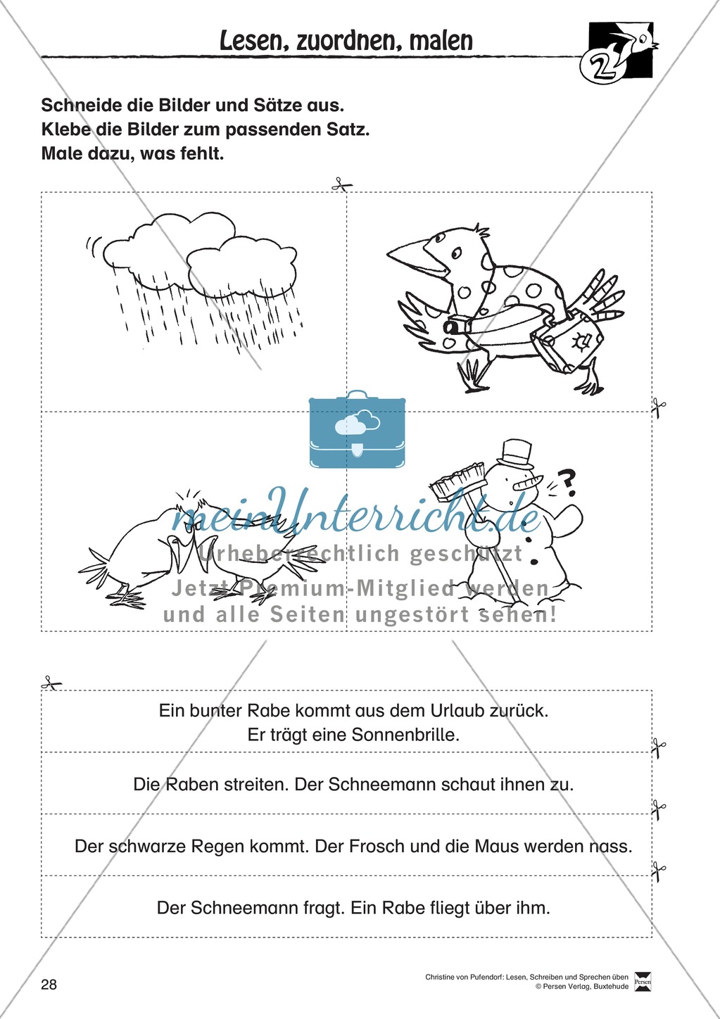 Lesen - Schreiben - Sprechen: " Als die Raben (...) " Lesekarten + Arbeitsblätter zur Sprachförderung Preview 25