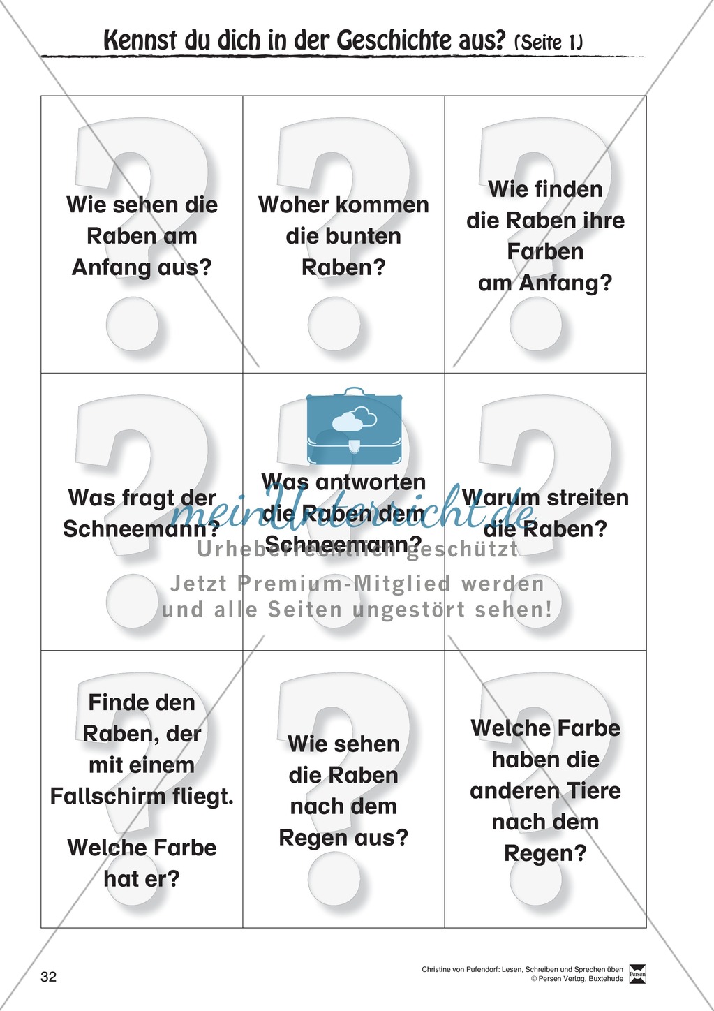 Lesen - Schreiben - Sprechen: " Als die Raben (...) " Lesekarten + Arbeitsblätter zur Sprachförderung Preview 29