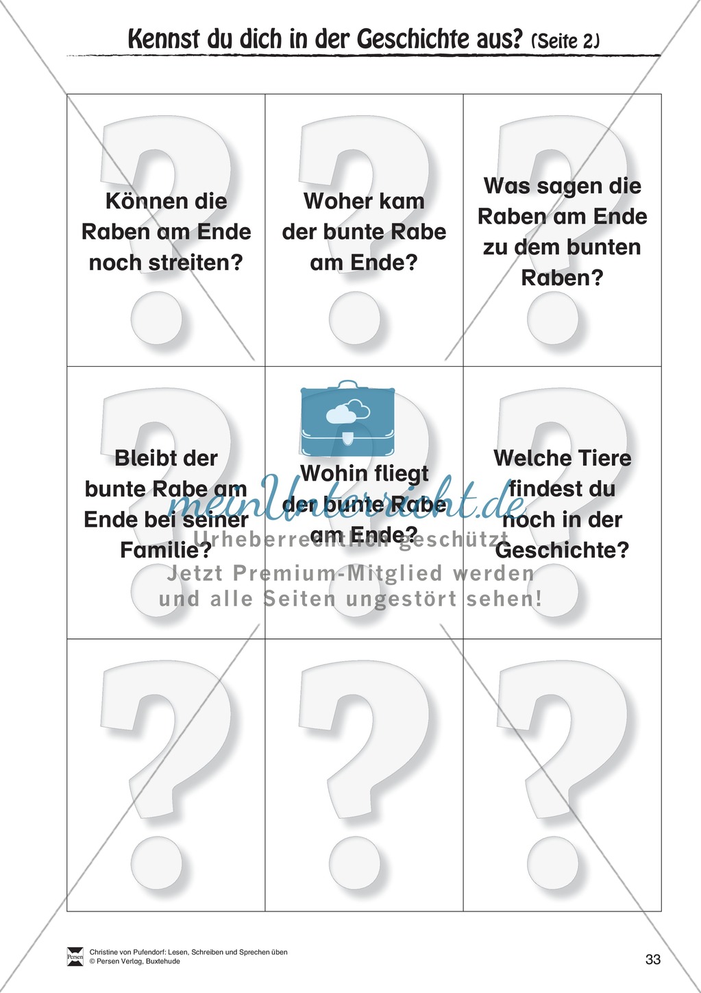 Lesen - Schreiben - Sprechen: " Als die Raben (...) " Lesekarten + Arbeitsblätter zur Sprachförderung Preview 30