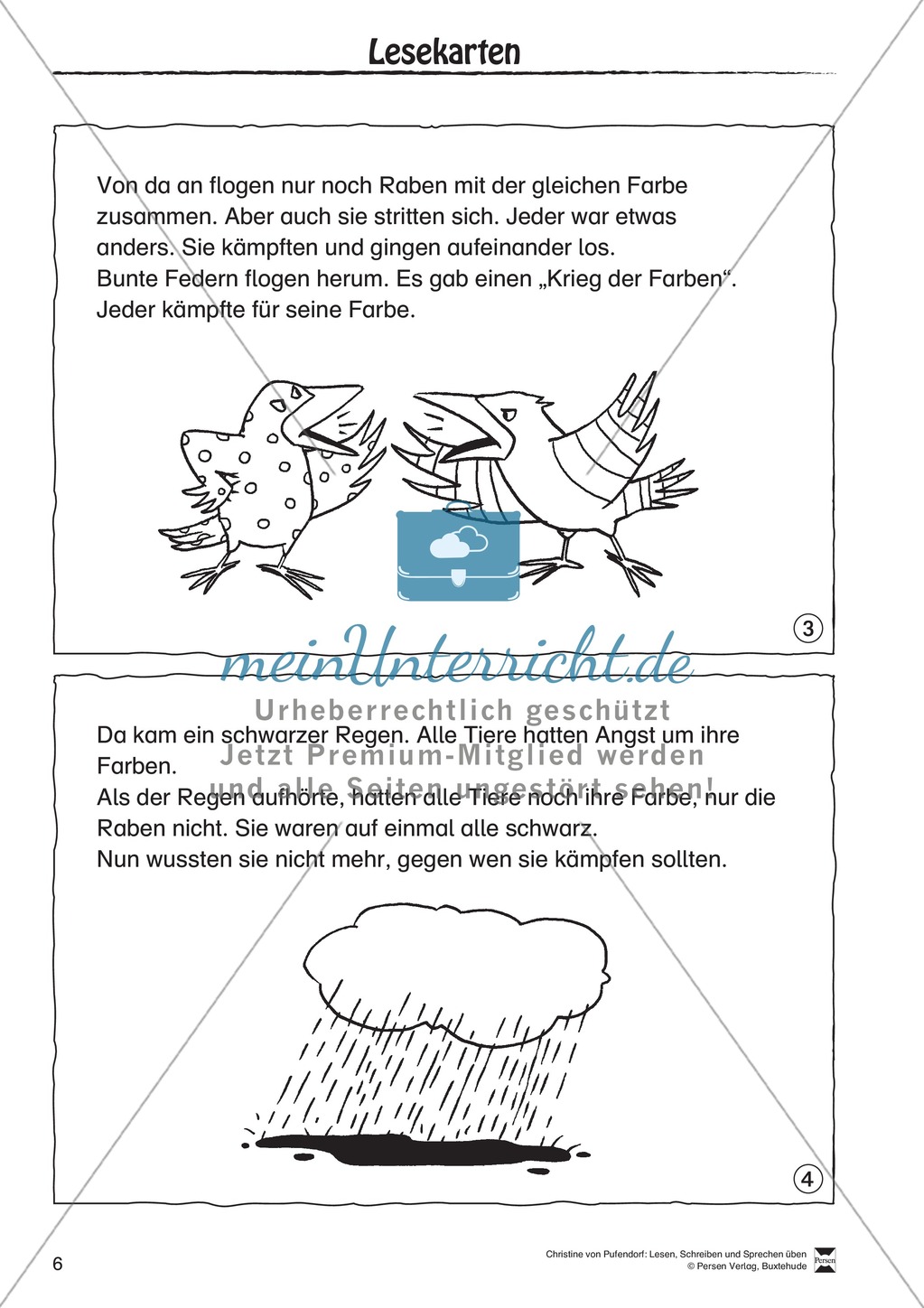 Lesen - Schreiben - Sprechen: " Als die Raben (...) " Lesekarten + Arbeitsblätter zur Sprachförderung Preview 3