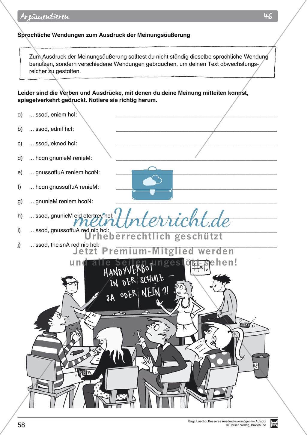 Sprachstil -Grammatik - Ausdrucksvermögen verbessern: "Argumentieren" - Binnendifferenzierung + Arbeitsblätter + Aufgaben + Lösungen Preview 2