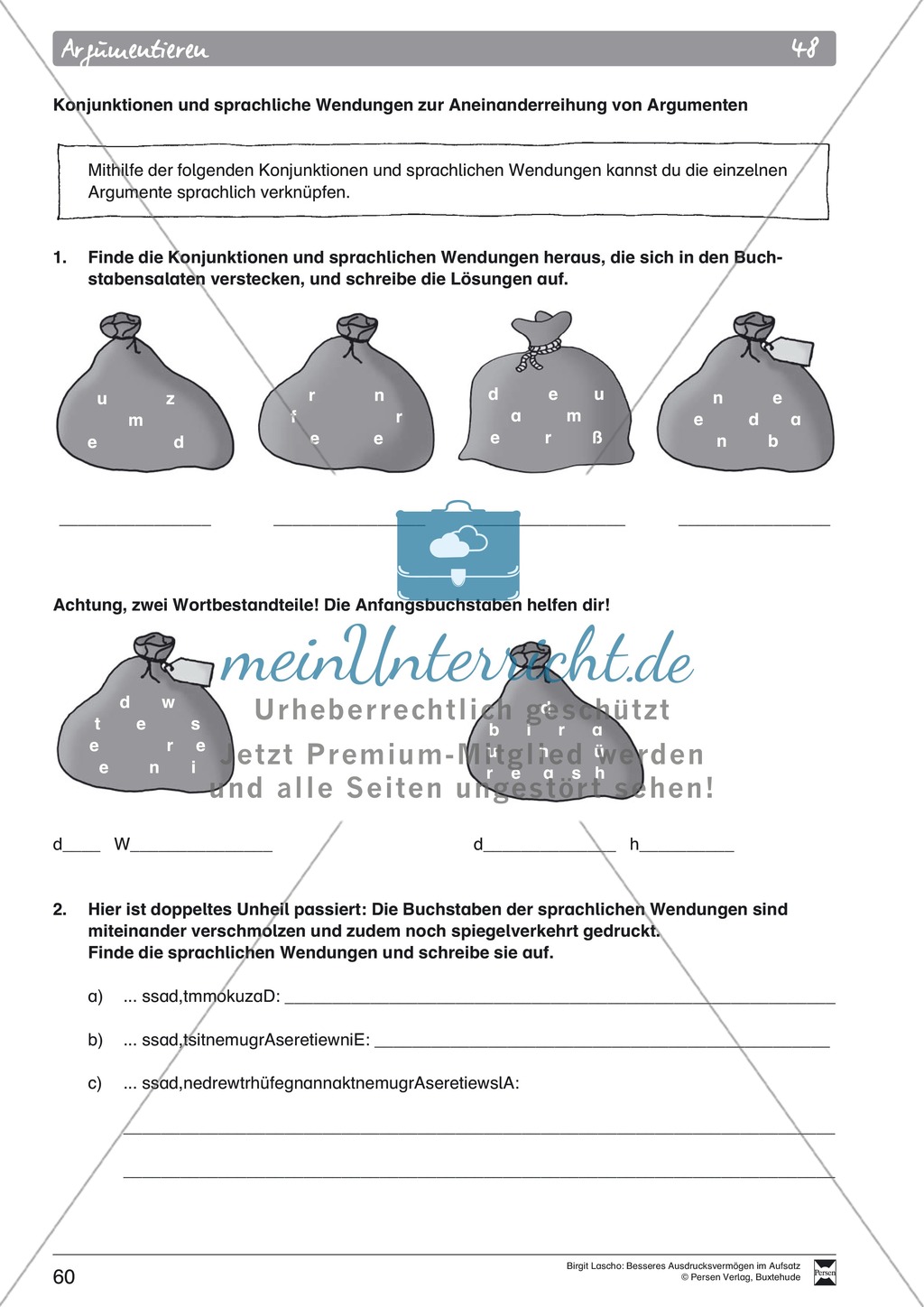 Sprachstil -Grammatik - Ausdrucksvermögen verbessern: "Argumentieren" - Binnendifferenzierung + Arbeitsblätter + Aufgaben + Lösungen Preview 4