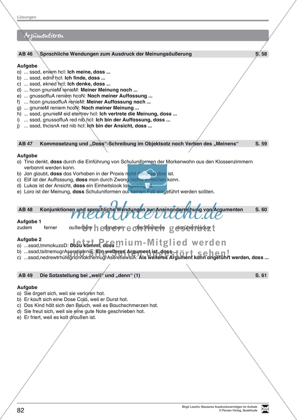 Sprachstil -Grammatik - Ausdrucksvermögen verbessern: "Argumentieren" - Binnendifferenzierung + Arbeitsblätter + Aufgaben + Lösungen Preview 9