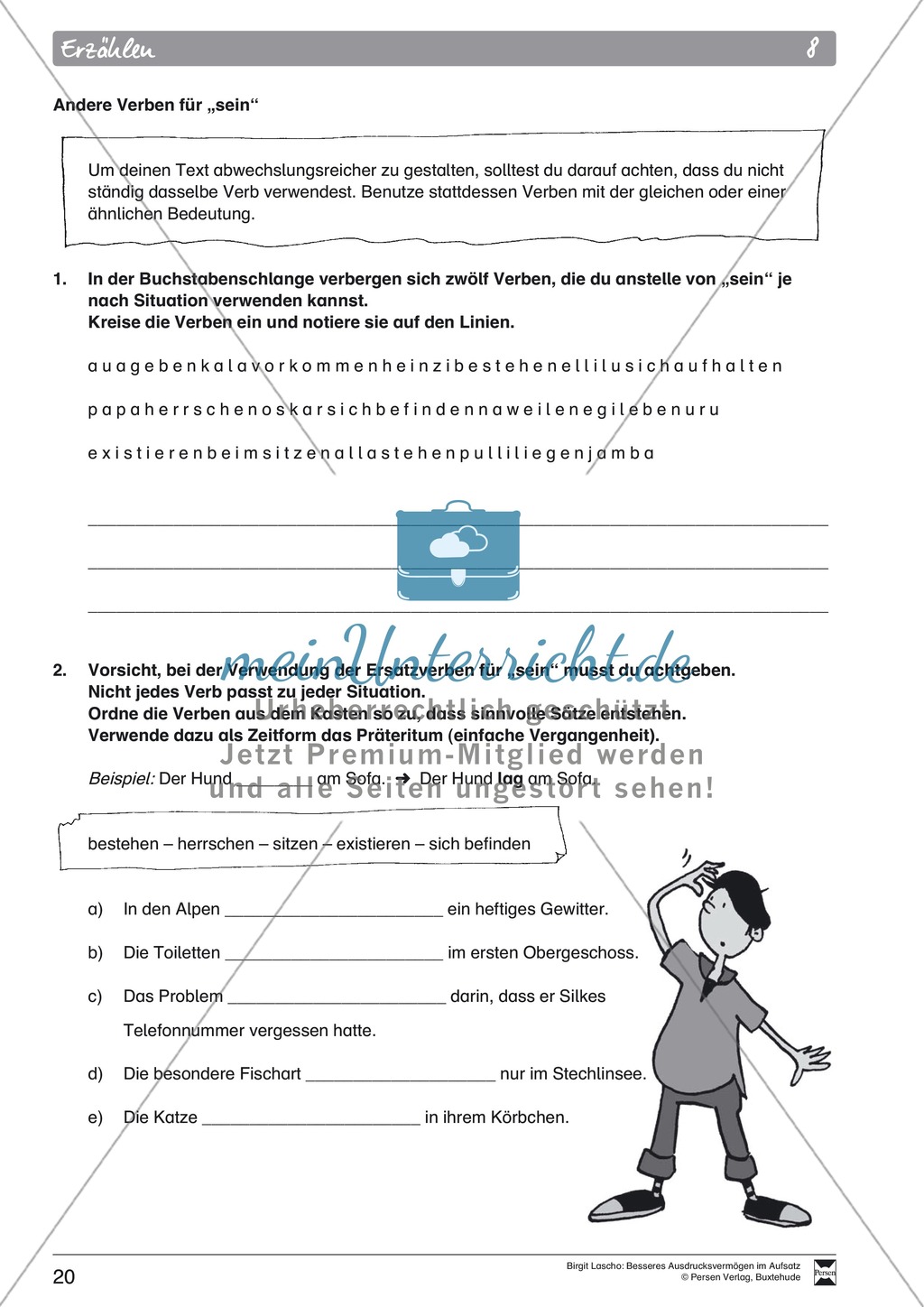 Sprachstil -Grammatik - Ausdrucksvermögen verbessern: "Erzählen" - Binnendifferenzierung + Arbeitsblätter + Aufgaben + Lösungen Preview 10