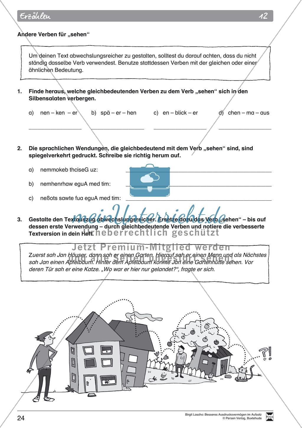 Sprachstil -Grammatik - Ausdrucksvermögen verbessern: "Erzählen" - Binnendifferenzierung + Arbeitsblätter + Aufgaben + Lösungen Preview 14
