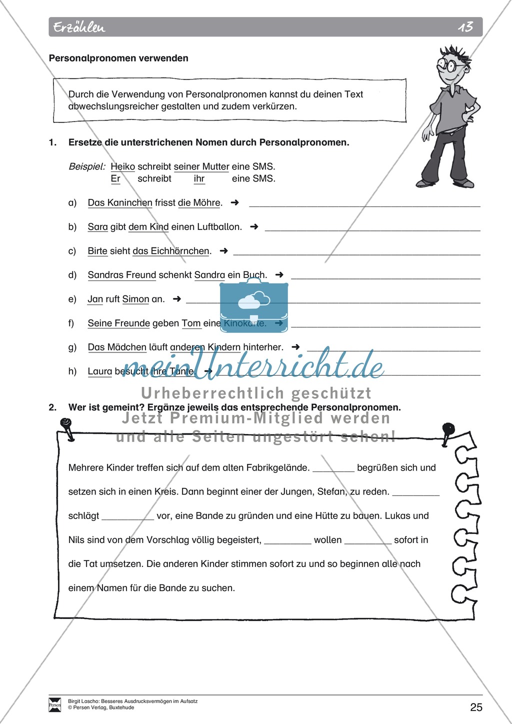 Sprachstil -Grammatik - Ausdrucksvermögen verbessern: "Erzählen" - Binnendifferenzierung + Arbeitsblätter + Aufgaben + Lösungen Preview 15
