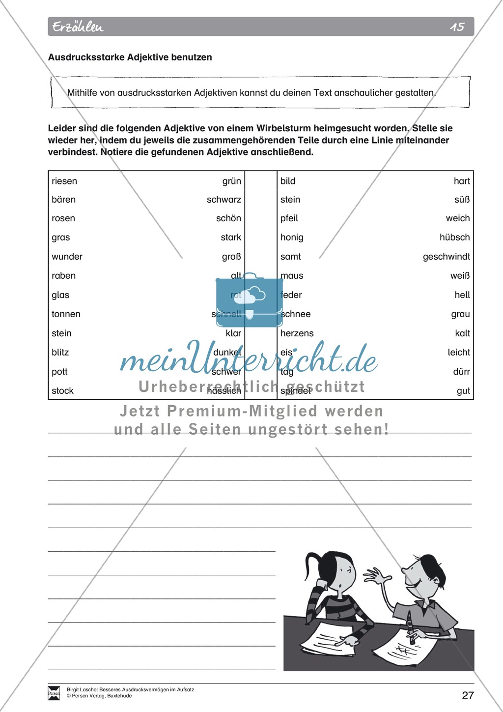 Sprachstil -Grammatik - Ausdrucksvermögen verbessern: "Erzählen" - Binnendifferenzierung + Arbeitsblätter + Aufgaben + Lösungen Preview 17