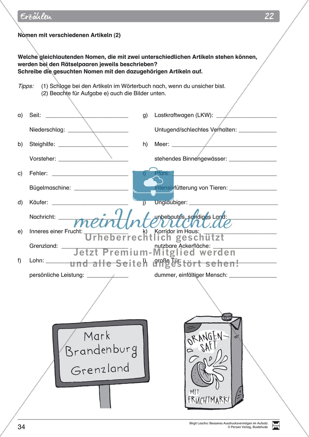 Sprachstil -Grammatik - Ausdrucksvermögen verbessern: "Erzählen" - Binnendifferenzierung + Arbeitsblätter + Aufgaben + Lösungen Preview 24