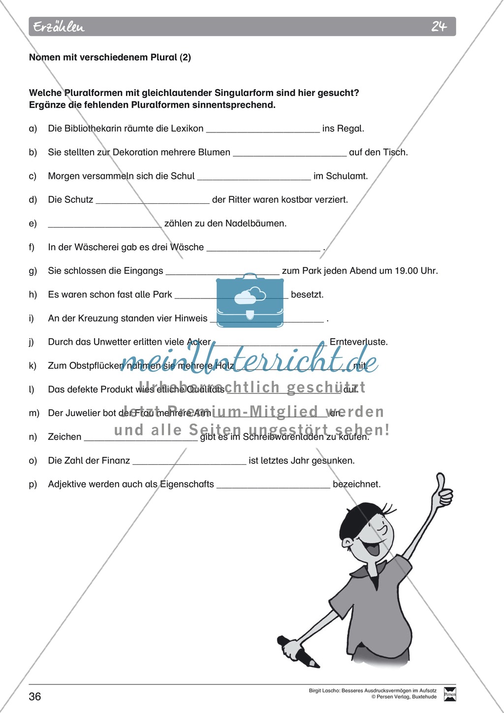 Sprachstil -Grammatik - Ausdrucksvermögen verbessern: "Erzählen" - Binnendifferenzierung + Arbeitsblätter + Aufgaben + Lösungen Preview 26
