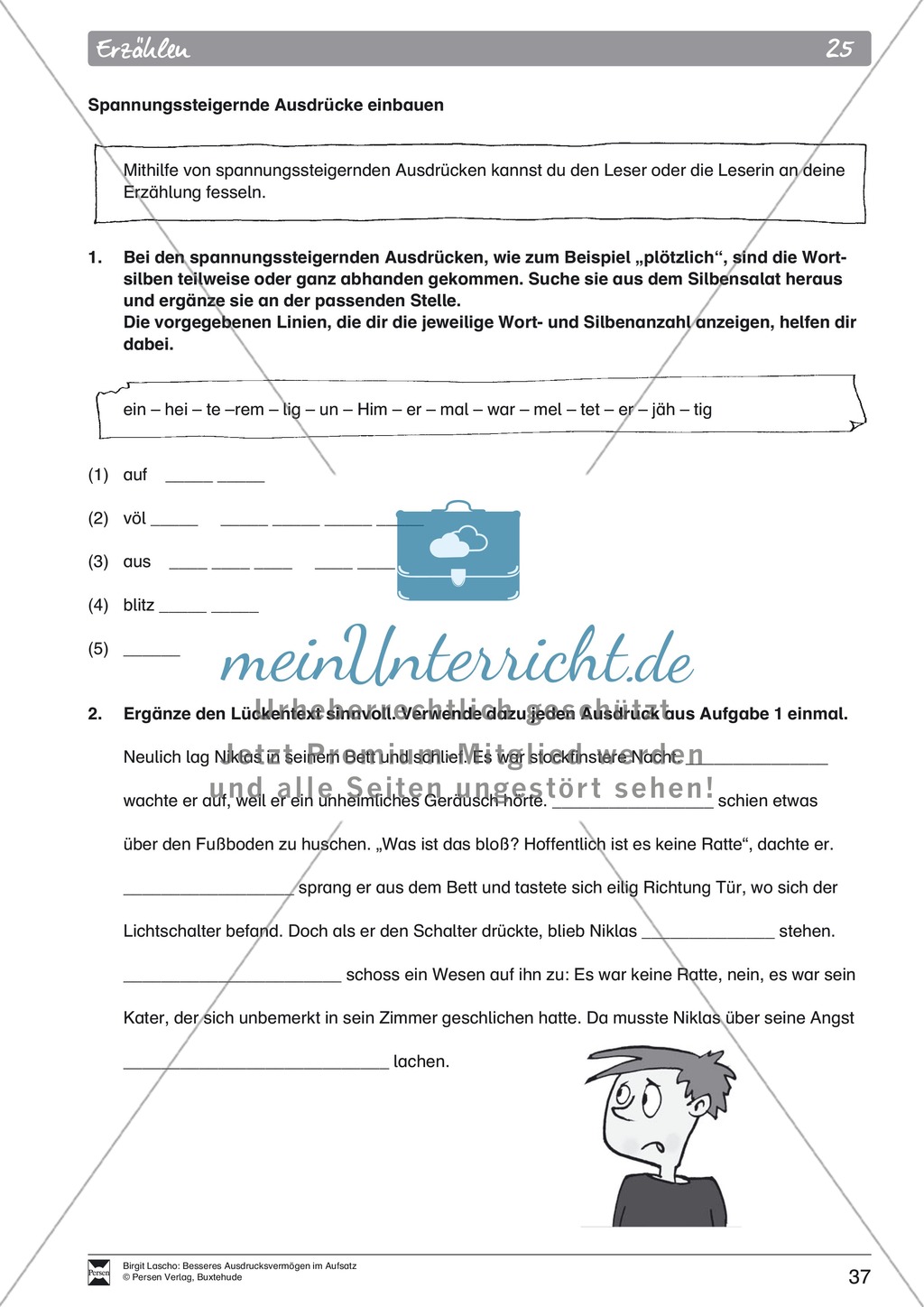 Sprachstil -Grammatik - Ausdrucksvermögen verbessern: "Erzählen" - Binnendifferenzierung + Arbeitsblätter + Aufgaben + Lösungen Preview 27