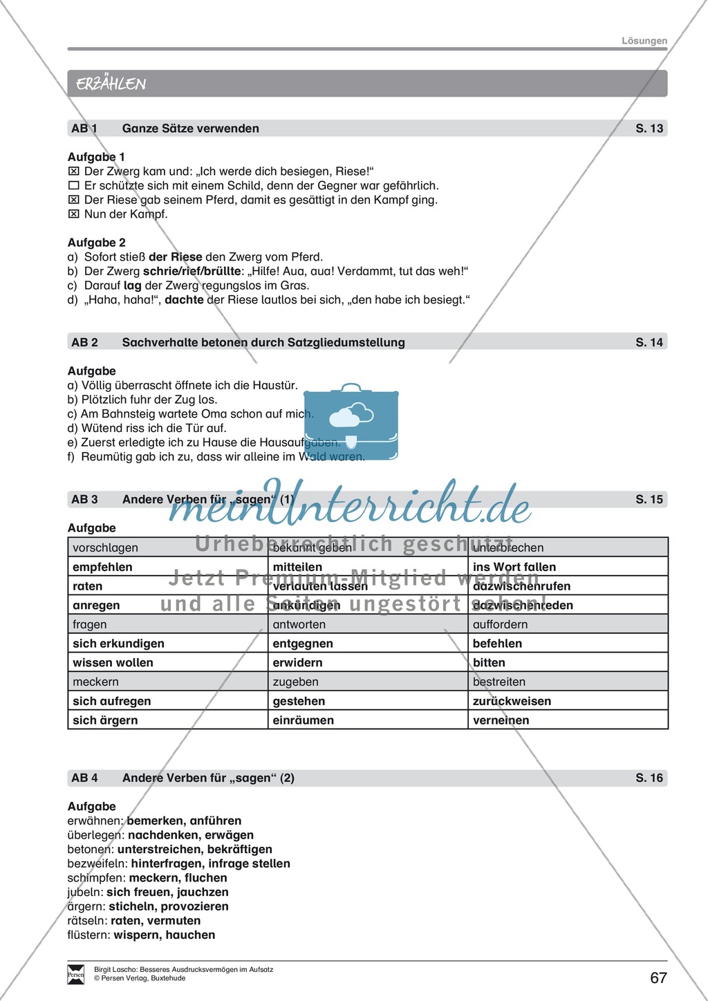 Sprachstil -Grammatik - Ausdrucksvermögen verbessern: "Erzählen" - Binnendifferenzierung + Arbeitsblätter + Aufgaben + Lösungen Preview 28